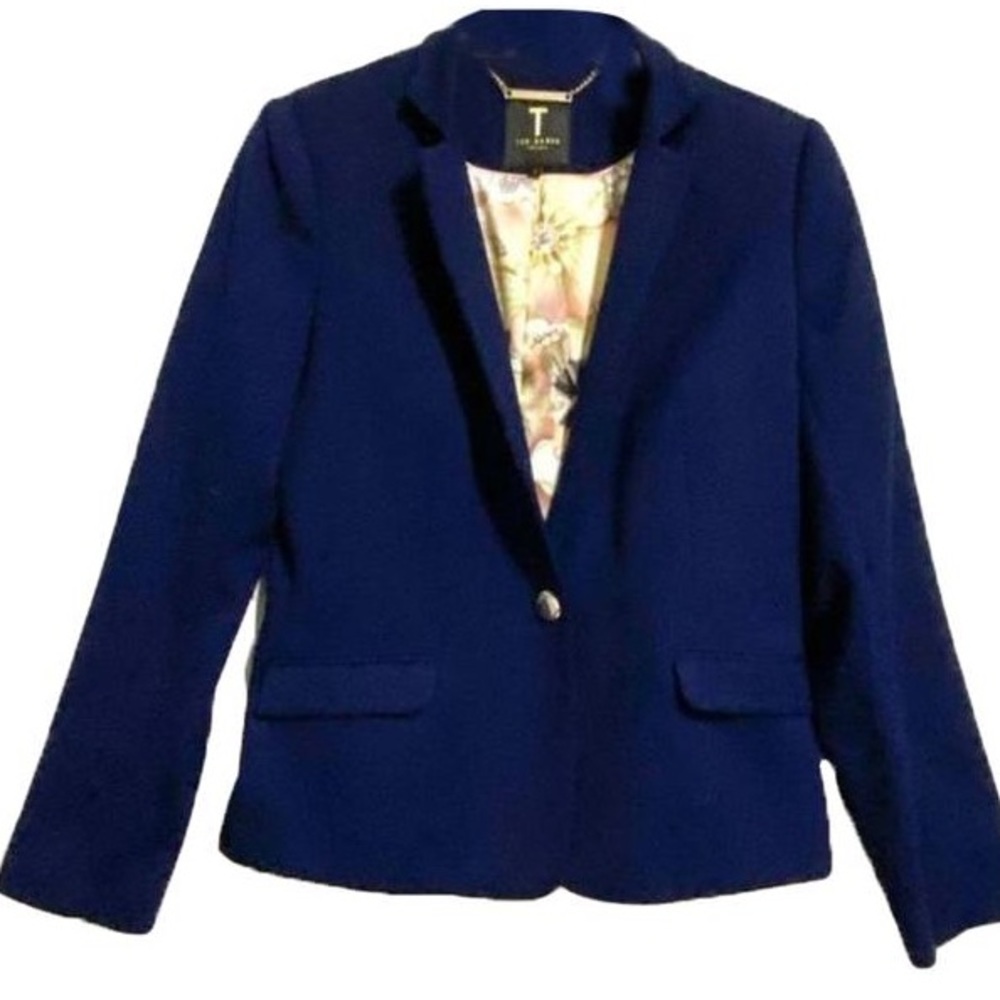 NWT -  Ted Baker Illij Textured Blazer Jacket Dark Blue - US Size 0-2